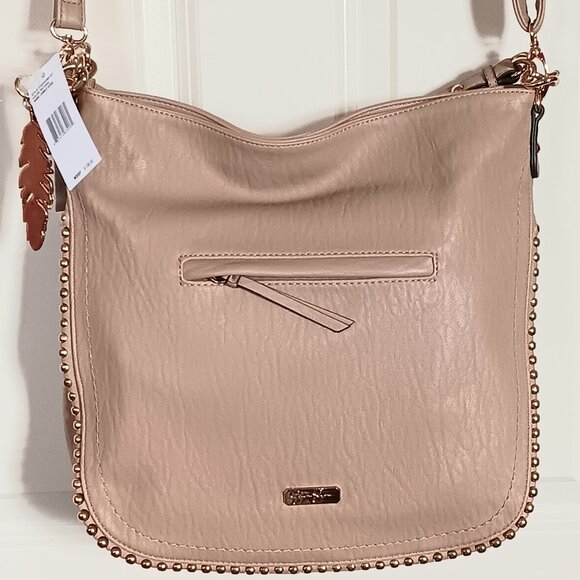 Brand new with tags Jessica Simpson Camile Studded Hobo Bag Charcoal Natural - Picture 1 of 9